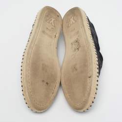 Pre Owned Louis Vuitton Size 37.5 Navy Blue Mesh And Sequins Slip On Espadrille Flats