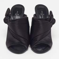 Pre Owned Louis Vuitton Size 38.5 Black Satin Mules