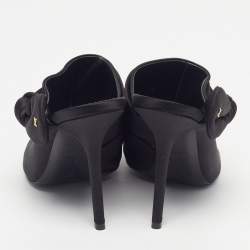 Pre Owned Louis Vuitton Size 38.5 Black Satin Mules