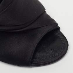 Pre Owned Louis Vuitton Size 38.5 Black Satin Mules