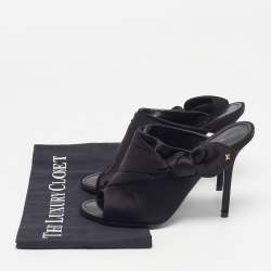 Pre Owned Louis Vuitton Size 38.5 Black Satin Mules