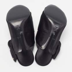 Pre Owned Louis Vuitton Size 38.5 Black Satin Mules