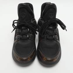 Pre Owned Louis Vuitton Archlight Size 38.5 Black Mesh and Monogram Canvas Sneakers 