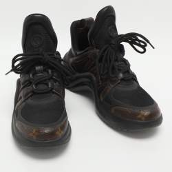 Pre Owned Louis Vuitton Archlight Size 38.5 Black Mesh and Monogram Canvas Sneakers 