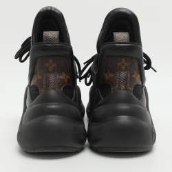 Pre Owned Louis Vuitton Archlight Size 38.5 Black Mesh and Monogram Canvas Sneakers 