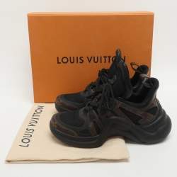 Pre Owned Louis Vuitton Archlight Size 38.5 Black Mesh and Monogram Canvas Sneakers 