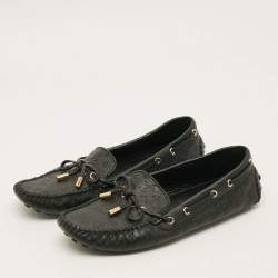 Pre Owned Louis Vuitton Gloria Size 38.5 Black Leather Loafers