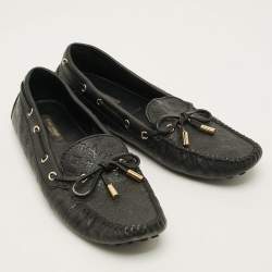 Pre Owned Louis Vuitton Gloria Size 38.5 Black Leather Loafers