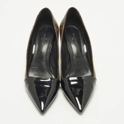 Pre Owned Louis Vuitton Fetish Size 37.5 Brown Coated Canvas And Patent Leather Pumps