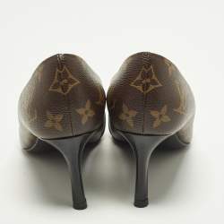 Pre Owned Louis Vuitton Fetish Size 37.5 Brown Coated Canvas And Patent Leather Pumps