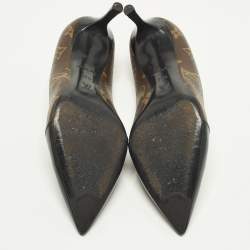 Pre Owned Louis Vuitton Fetish Size 37.5 Brown Coated Canvas And Patent Leather Pumps
