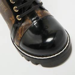 مملوكة مسبقًا Louis Vuitton Size 37.5 Brown/Black Monogram Canvas And Patent Leather Star Trail Ankle Boot 