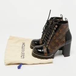 مملوكة مسبقًا Louis Vuitton Size 37.5 Brown/Black Monogram Canvas And Patent Leather Star Trail Ankle Boot 