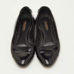 Pre Owned Louis Vuitton Mayfair Embellished Size 38 Black Matte Leather Ballet Flats