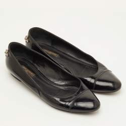 Pre Owned Louis Vuitton Mayfair Embellished Size 38 Black Matte Leather Ballet Flats