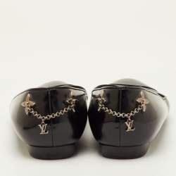 Pre Owned Louis Vuitton Mayfair Embellished Size 38 Black Matte Leather Ballet Flats