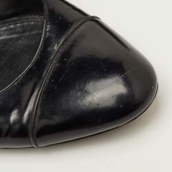 Pre Owned Louis Vuitton Mayfair Embellished Size 38 Black Matte Leather Ballet Flats