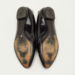 Pre Owned Louis Vuitton Mayfair Embellished Size 38 Black Matte Leather Ballet Flats