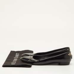 Pre Owned Louis Vuitton Mayfair Embellished Size 38 Black Matte Leather Ballet Flats