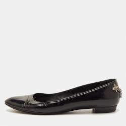 Pre Owned Louis Vuitton Mayfair Embellished Size 38 Black Matte Leather Ballet Flats