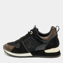 مملوكة مسبقًا Louis Vuitton Run Away Size 36.5 Black/Brown Monogram Canvas and Suede Lace Up Sneakers