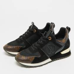 مملوكة مسبقًا Louis Vuitton Run Away Size 36.5 Black/Brown Monogram Canvas and Suede Lace Up Sneakers