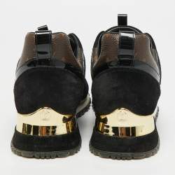 مملوكة مسبقًا Louis Vuitton Run Away Size 36.5 Black/Brown Monogram Canvas and Suede Lace Up Sneakers