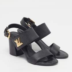 Pre Owned Louis Vuitton Horizon Size 36 Black Leather Ankle Strap Sandals