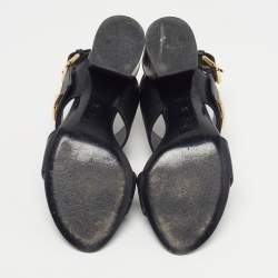 Pre Owned Louis Vuitton Horizon Size 36 Black Leather Ankle Strap Sandals