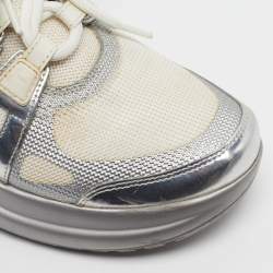 Pre Owned حذاء رياضي لوي فيتون أرش لايت  LV شبك وجلد أبيض / ذهبي مقاس 38.5