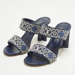 مملوكة مسبقًا Louis Vuitton Silhouette Size 39 Navy Blue Monogram Jacquard Slide Sandals
