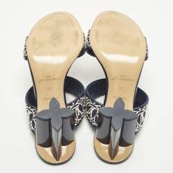 مملوكة مسبقًا Louis Vuitton Silhouette Size 39 Navy Blue Monogram Jacquard Slide Sandals