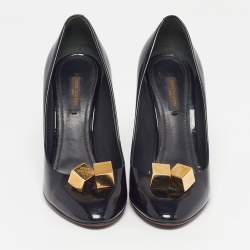 Pre Owned حذاء كعب عالى لوى فيتون كوب جلد لامع أسود مقاس 39