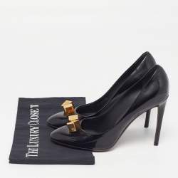 Pre Owned حذاء كعب عالى لوى فيتون كوب جلد لامع أسود مقاس 39