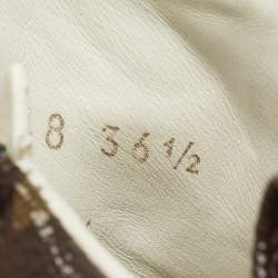 Pre Owned Louis Vuitton Size 36.5 Brown Coated Canvas And Leather High Top Sneakers