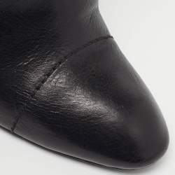 Pre Owned Louis Vuitton Motard Size 39.5 Black/Metallic  Leather and Monogram Nylon Knee Length Boots