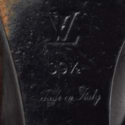 Pre Owned Louis Vuitton Motard Size 39.5 Black/Metallic  Leather and Monogram Nylon Knee Length Boots