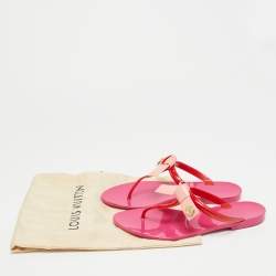 Pre Owned Louis Vuitton Seastar Size 37 Red/Pink Rubber Thong Flat Slide