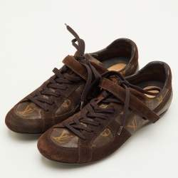مملوكة مسبقًا Louis Vuitton Globe Trotter Size 39 Brown Monogram Canvas and Suede Low Top Sneakers