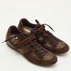 مملوكة مسبقًا Louis Vuitton Globe Trotter Size 39 Brown Monogram Canvas and Suede Low Top Sneakers