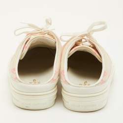 Pre Owned Louis Vuitton Stellar Size 39 White/Pink Monogram Mesh and Leather Lace Up Mule Sneakers
