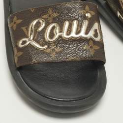 Pre Owned صندل سلايد لوي فيتون صنباث كانفاس مونوغرامي بني مقاس 40