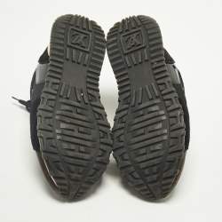 Pre Owned Louis Vuitton Run Away Size 37 Black/Brown Monogram Canvas and Suede Lace Up Sneakers