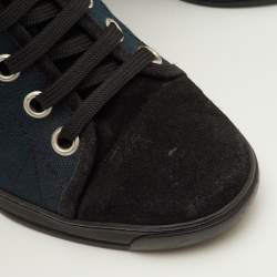 مملوكة مسبقًا Louis Vuitton Batignolles Size 39.5 Navy Blue/Black Monogram Suede and Canvas Wedge Ankle Boots