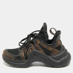 Pre Owned Louis Vuitton Archlight Size 40 Brown/Black Monogram Canvas and Mesh Lace Up Sneakers