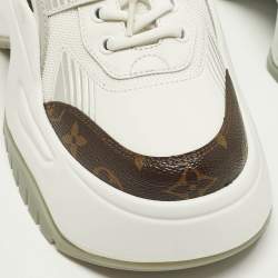 مملوكة مسبقًا حذاء رياضي لوي فيتون أرتشلايت كانفاس مونوجرامي وشبكي بعنق منخفض مقاس 37.5