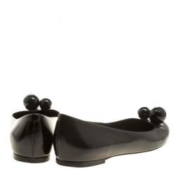 Pre Owned حذاء فلات باليه لوي فيتون بتي جلد أسود مقاس 37