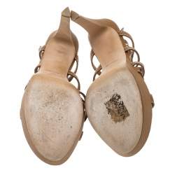 Pre Owned Louis Vuitton Brown Leather Platform Stappy Sandals Size 39