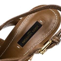 Pre Owned Louis Vuitton Brown Leather Platform Stappy Sandals Size 39