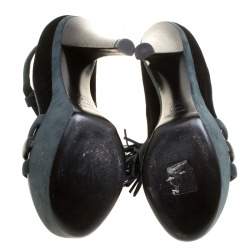 مملوكة مسبقًا صندل لوي فيتون قماش وجلد وسويدي أسود/رصاصي نعل سميك مقاس 38.5